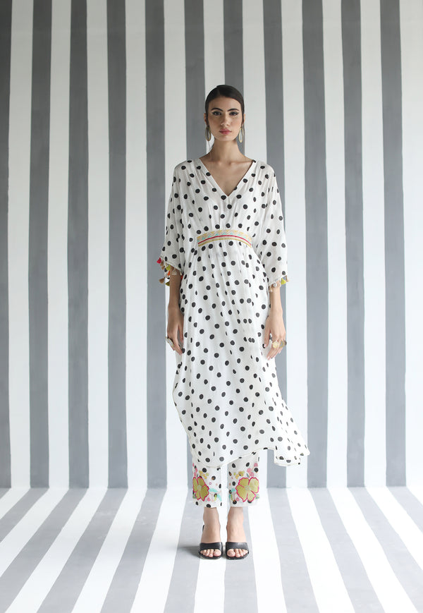 Love To Dot Back Bow Tie Kaftan Set