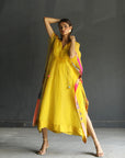 Love To Dot Yellow Organza Kaftan