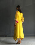 Love To Dot Yellow Organza Kaftan