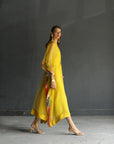 Love To Dot Yellow Organza Kaftan