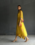 Love To Dot Yellow Organza Kaftan