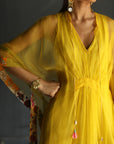 Love To Dot Yellow Organza Kaftan