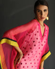 Love To Dot Hot Pink Flower Organza Kaftan