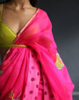 Love To Dot Hot Pink Floral Kota Sari