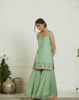 Powder Blue Organza Arch Patch Dupatta