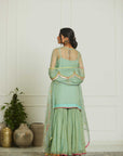 Powder Blue Organza Arch Patch Dupatta