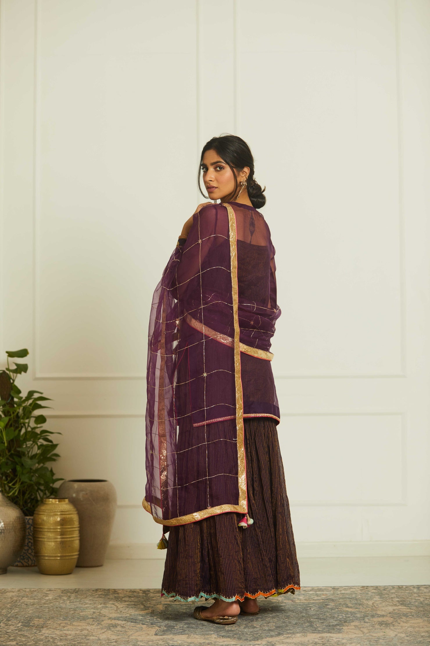 Purple Organza Payala Gharara Set