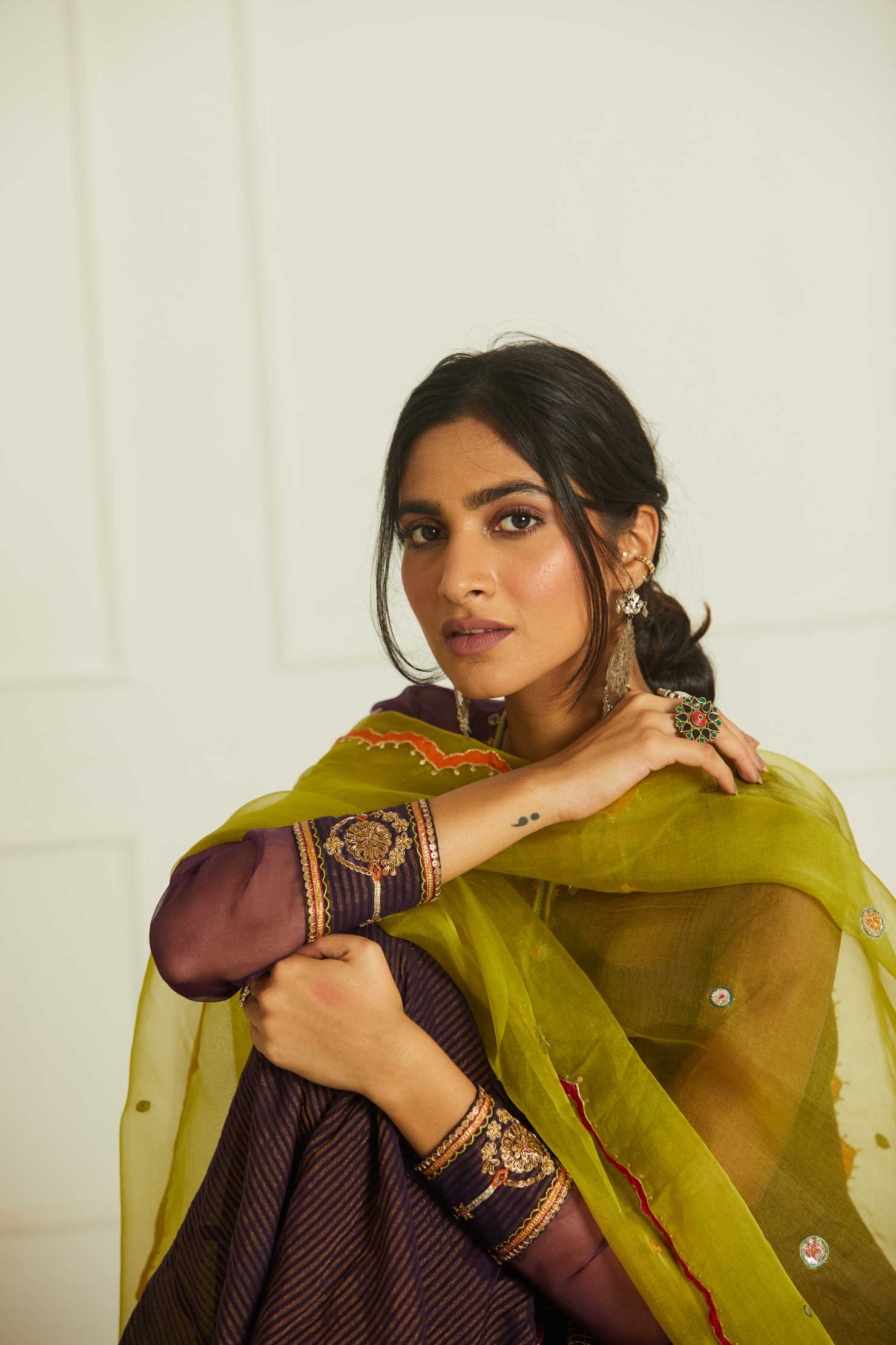 Green Organza Butti Dupatta