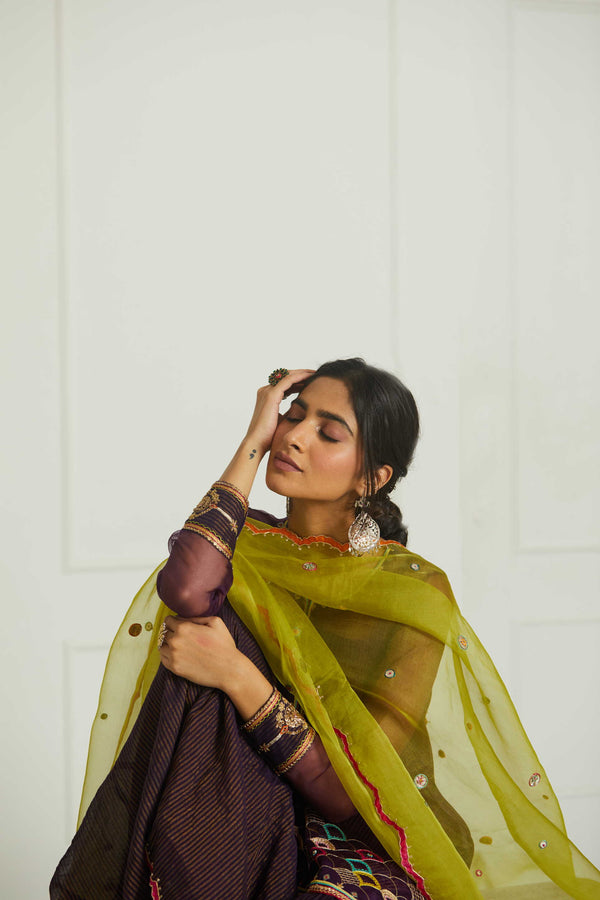 Green Organza Butti Dupatta