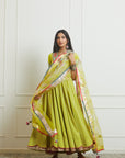 Bright Lime Printed Anarkali Set