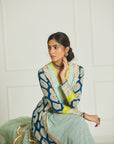 Mehzabeen Teal Blue - Powder Blue Printed Panel Kurta Set