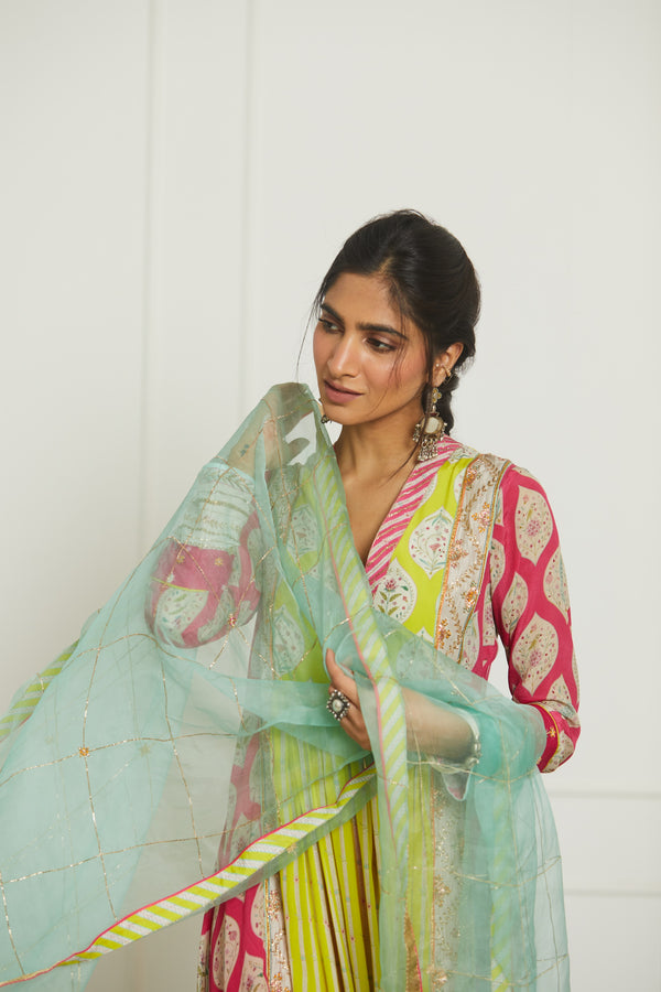 Powder Blue Check Jaal Dupatta