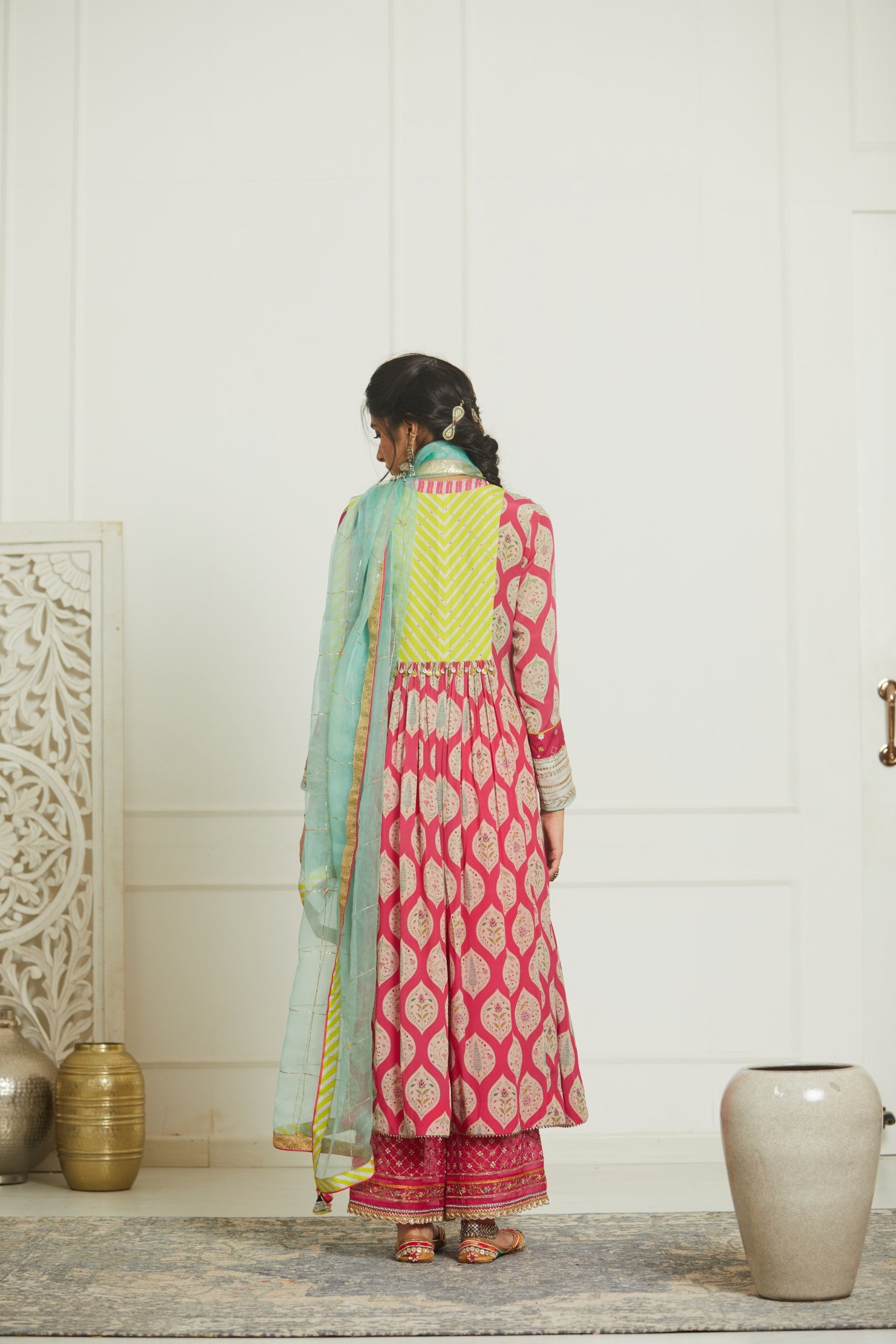 Powder Blue Check Jaal Dupatta