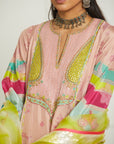 Pastel Pink Yoke Side Kali Kurta Set