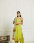 Bright Lime Organza Kurta Set