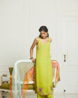 Bright Lime Organza Kurta Set