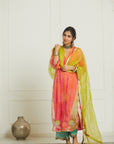 Bright Lime Check Jaal Dupatta