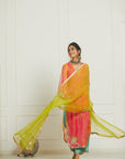 Bright Lime Check Jaal Dupatta