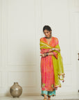 Bright Lime Check Jaal Dupatta