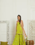 Bright Lime Sequin Kurta Gharara Set