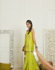 Bright Lime Sequin Kurta Gharara Set