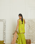 Bright Lime Sequin Kurta Gharara Set