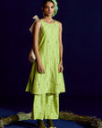 Mastani Scallop Sap Green Embroidered Silk Kurta Set