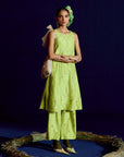 Mastani Scallop Sap Green Embroidered Silk Kurta Set