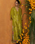 Mastani Yellow Tissue Carnation Jaal Kaftan Dress