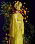 Mastani Yellow Tissue Carnation Jaal Kaftan Dress
