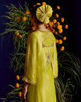 Mastani Yellow Tissue Carnation Jaal Kaftan Dress