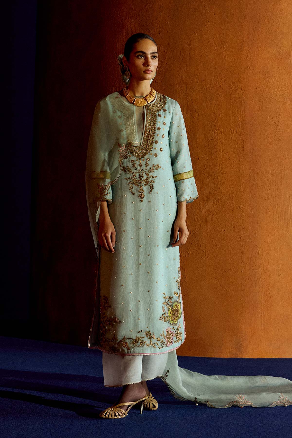Mastani Powder Blue Organza Kurta Set