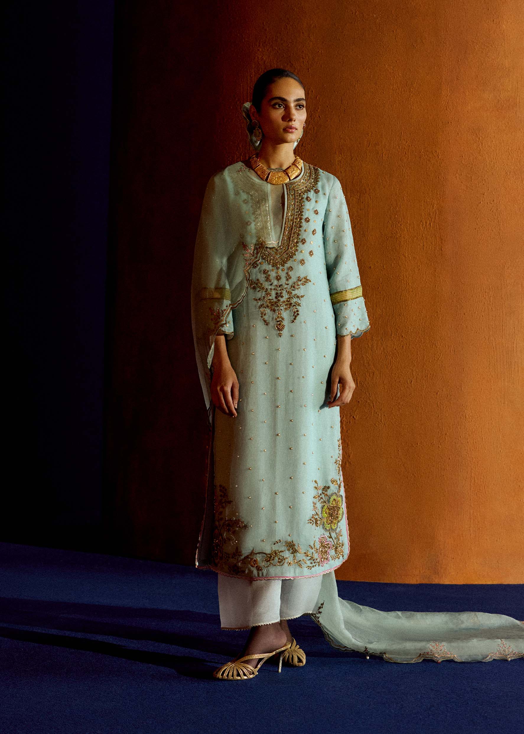 Mastani Powder Blue Organza Kurta Set