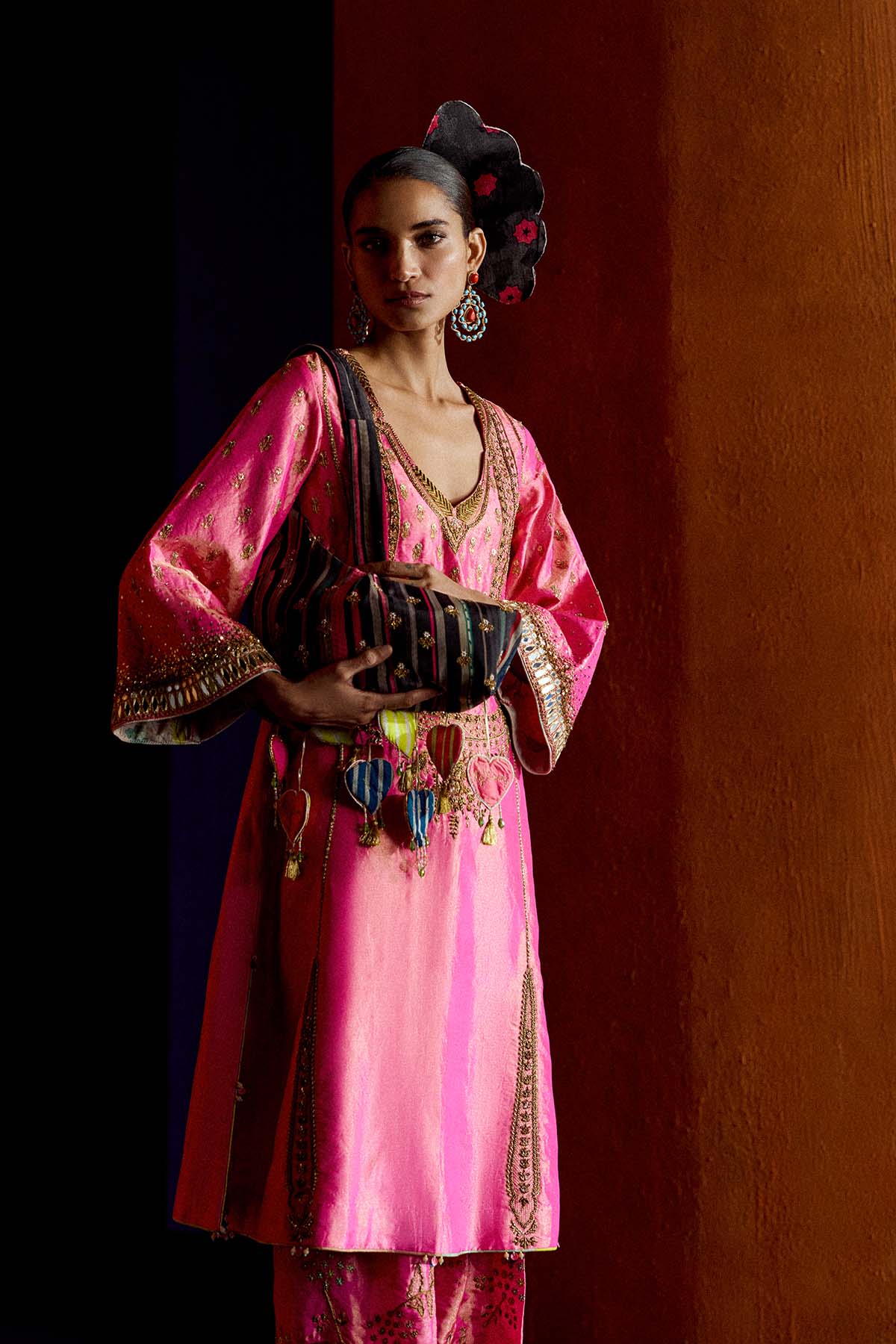 Mastani Hot Pink Tissue Choga Salwar Set