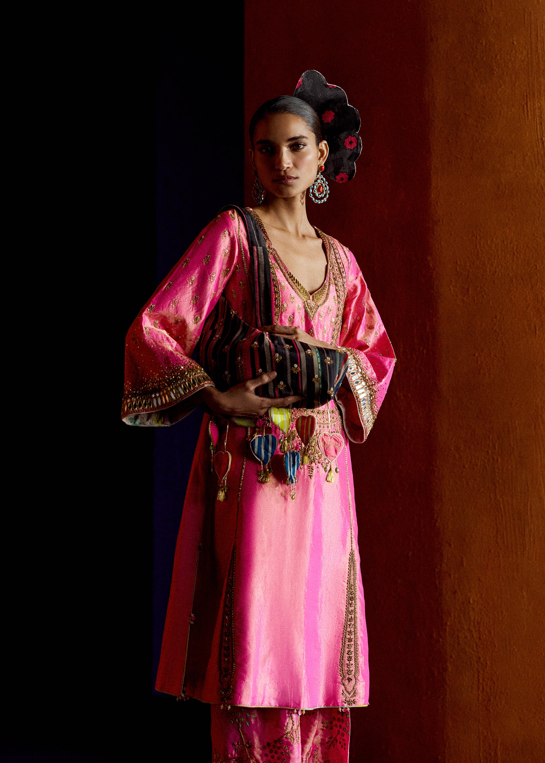 Mastani Hot Pink Tissue Choga Salwar Set