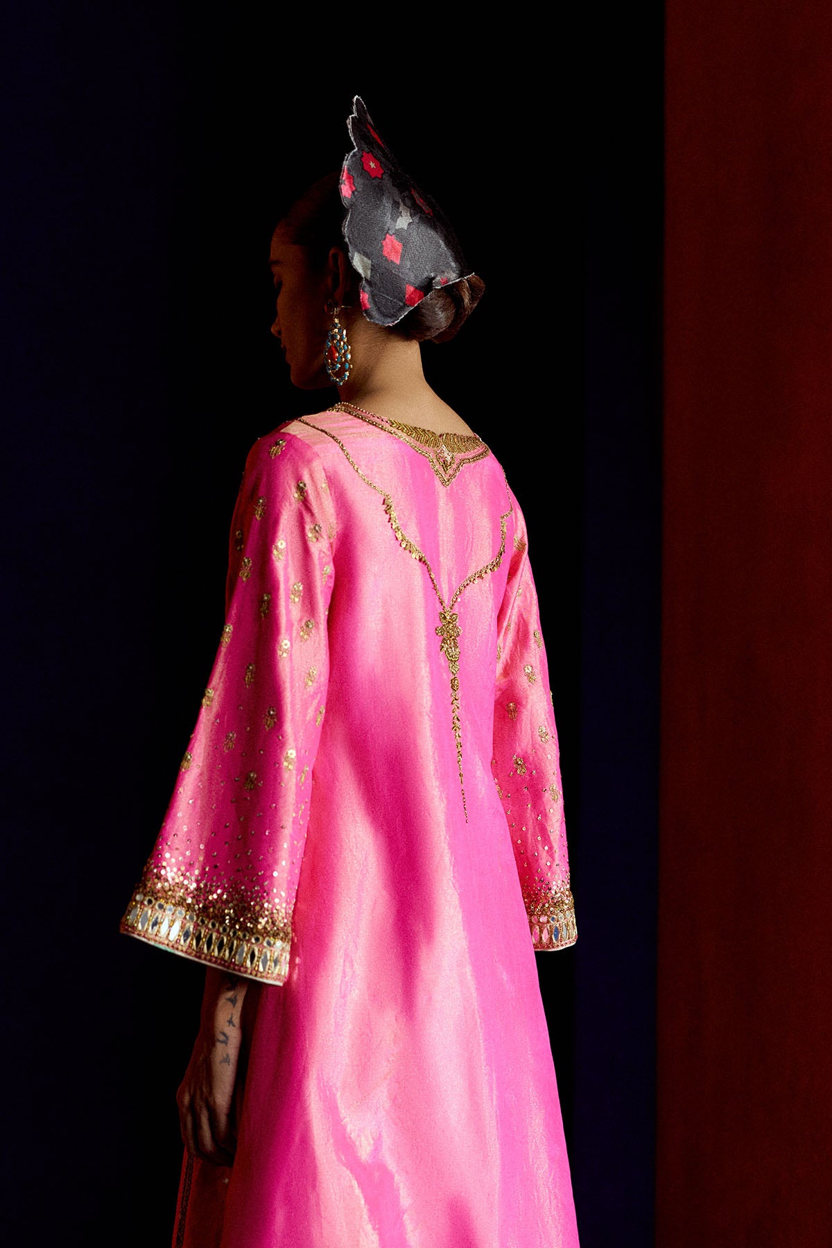 Mastani Hot Pink Tissue Choga Salwar Set