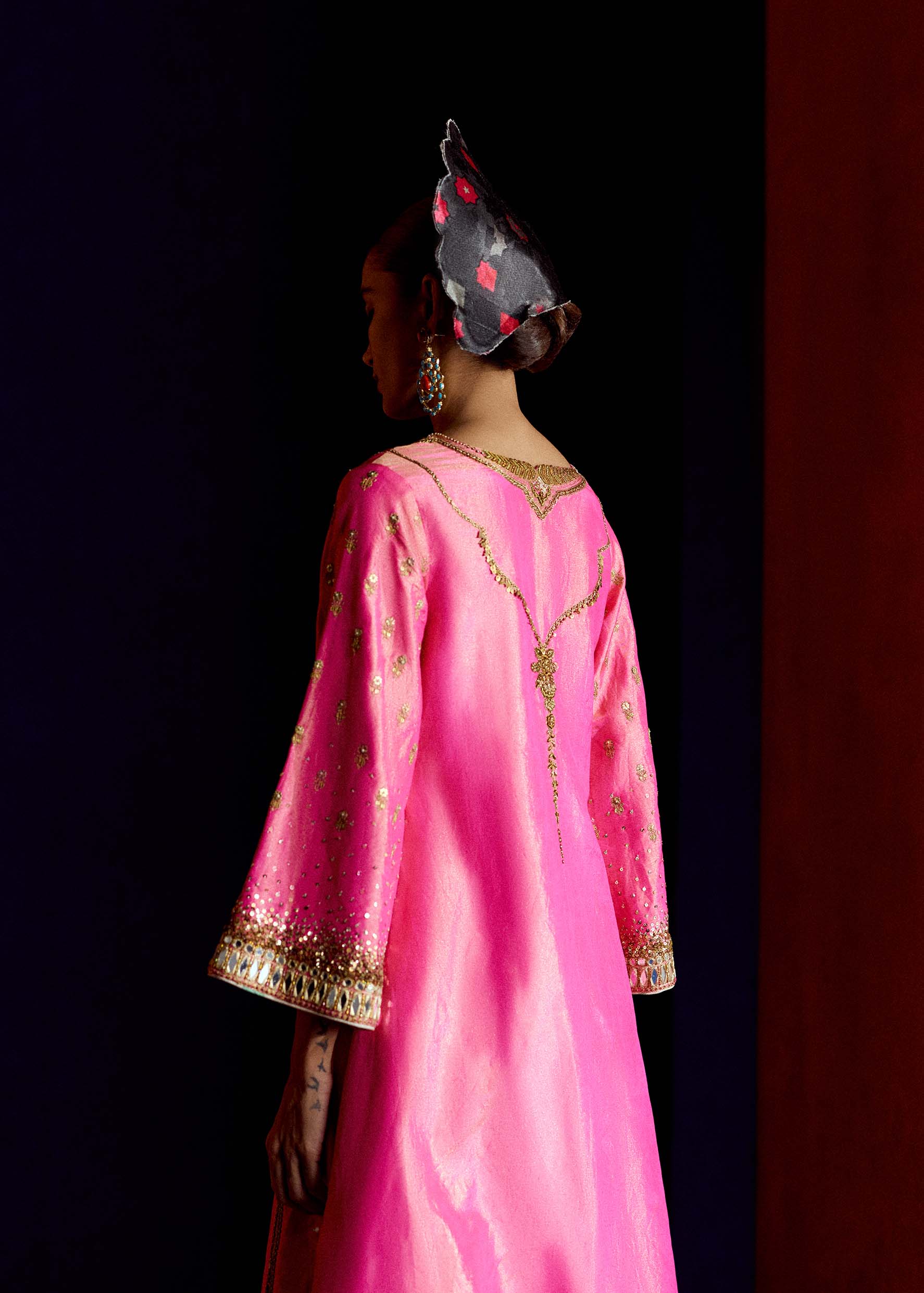 Mastani Hot Pink Tissue Choga Salwar Set