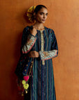 Mastani Teal Blue Stripes Kurta Set