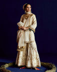 Mastani Ivory Tissue Jaal Gharara Set