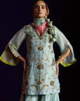 Mastani Powder Blue Tissue Carnation Jaal Gharara Set