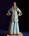 Mastani Powder Blue Tissue Carnation Jaal Gharara Set