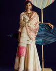 Mastani Ivory Tissue Carnation Jaal Gharara Set
