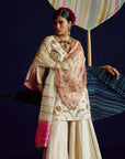 Mastani Ivory Tissue Carnation Jaal Gharara Set