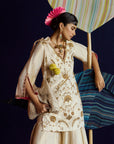Mastani Ivory Tissue Carnation Jaal Gharara Set