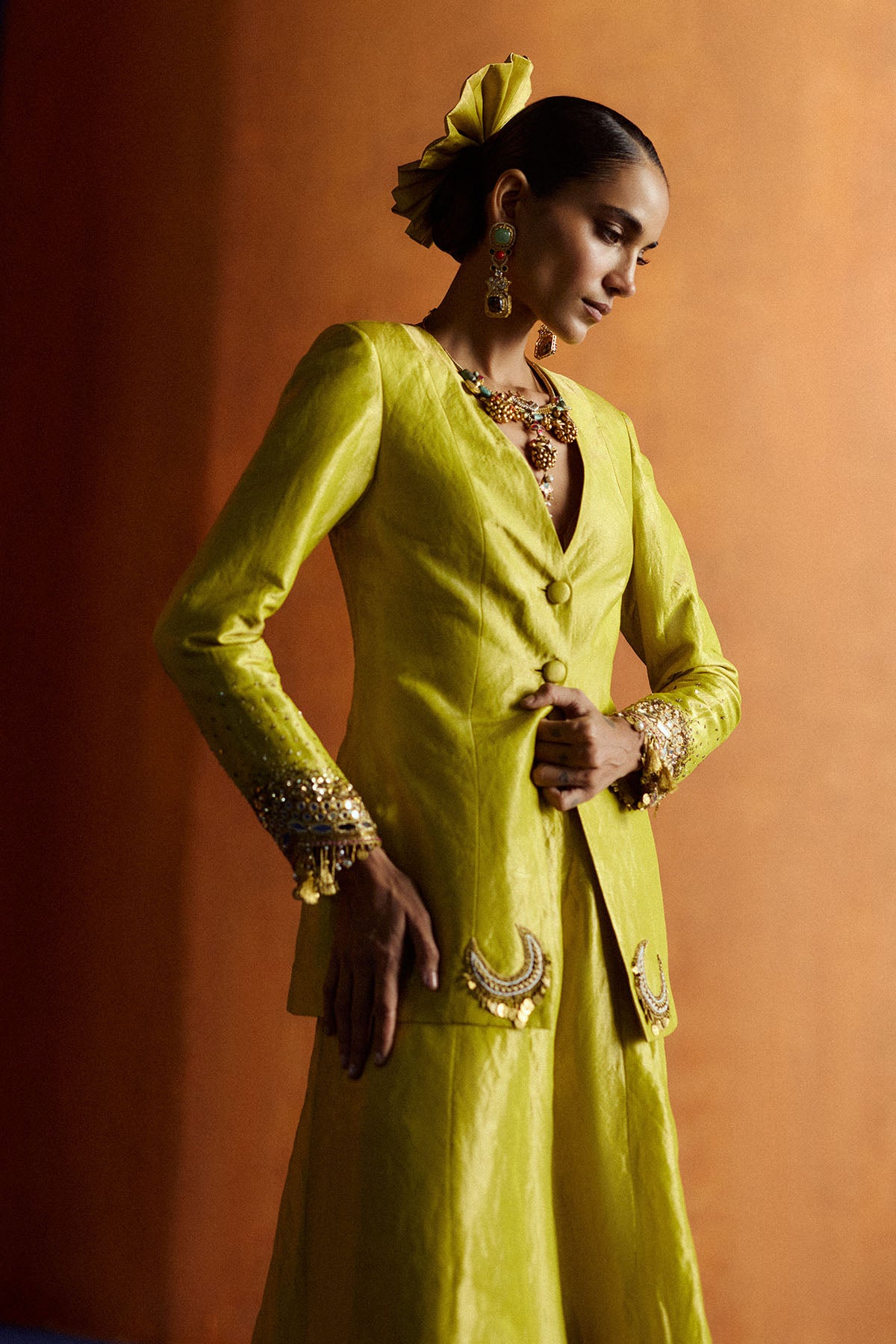 Mastani Yellow Blazer Sharara Set