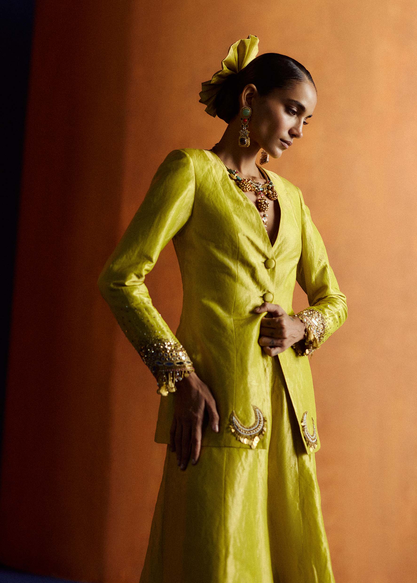Mastani Yellow Blazer Sharara Set