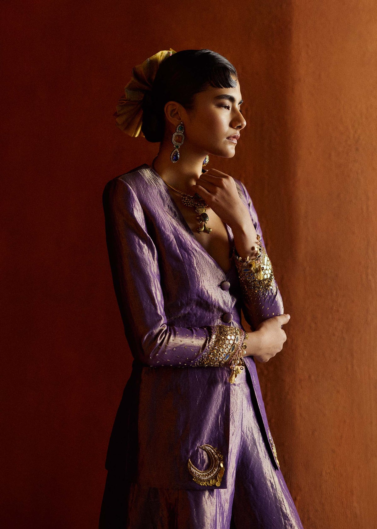 Mastani Purple Blazer Sharara Set