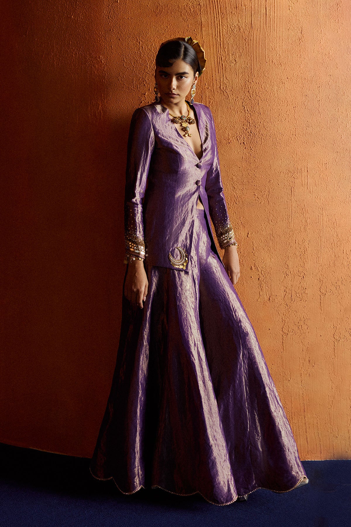 Mastani Purple Blazer Sharara Set