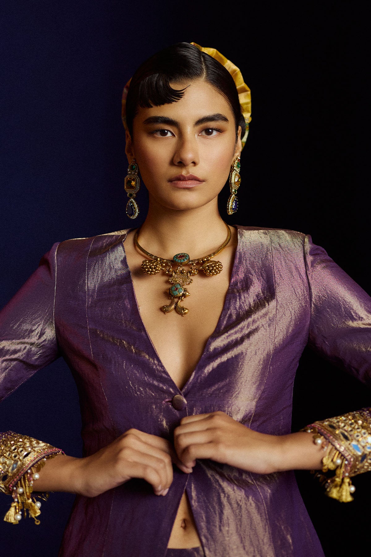 Mastani Purple Blazer Sharara Set