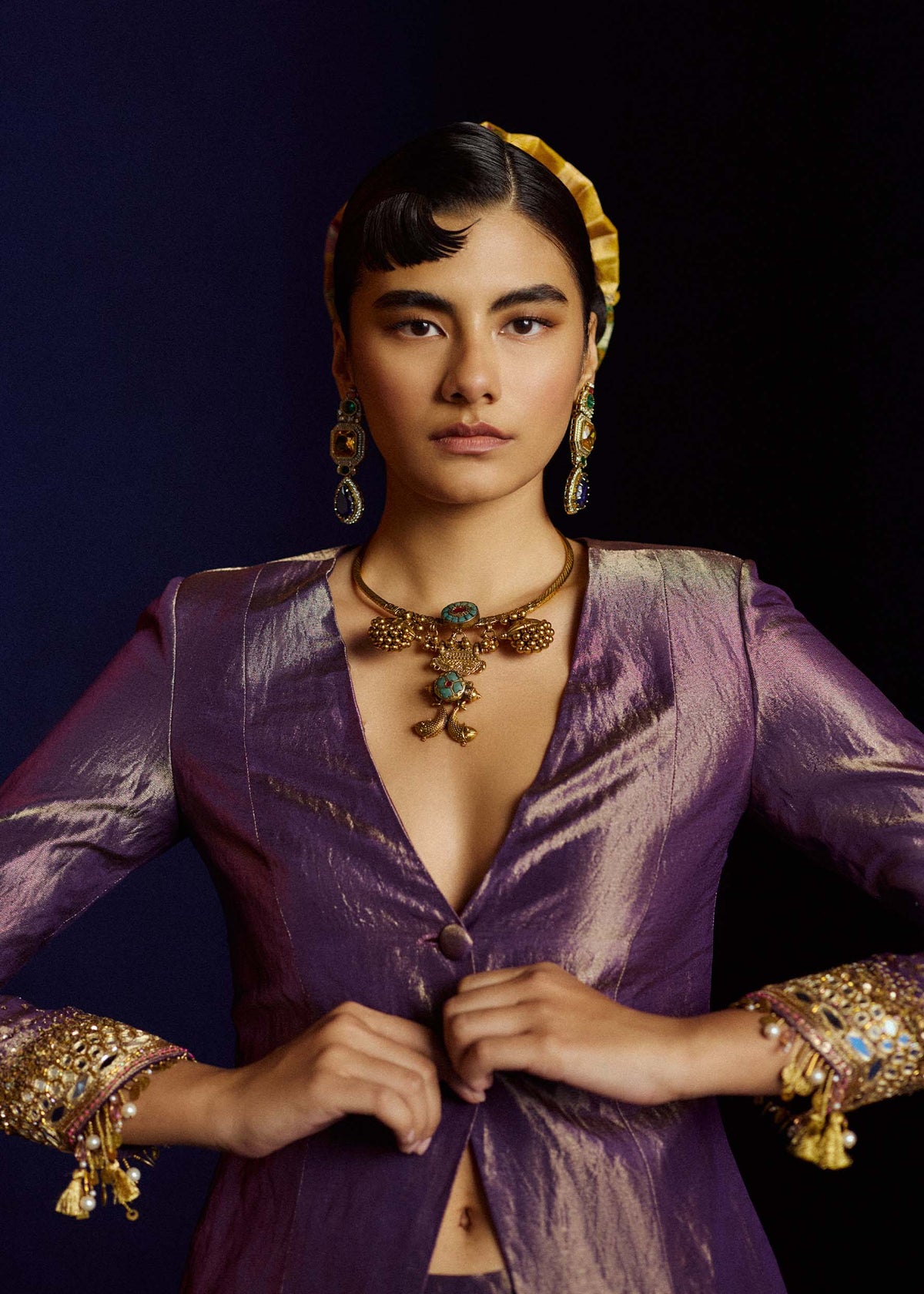 Mastani Purple Blazer Sharara Set